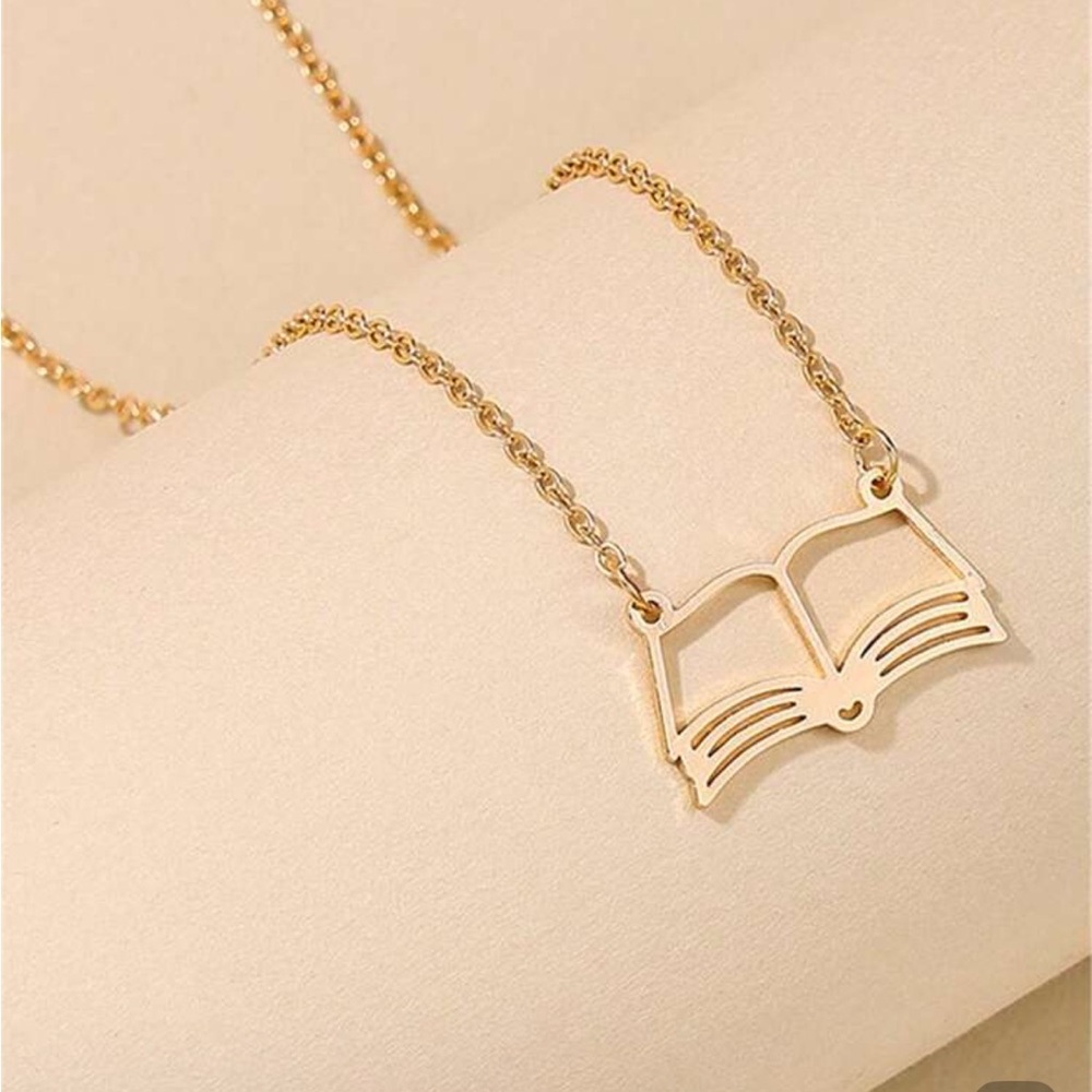 Chic Gold Book Pendant Necklace